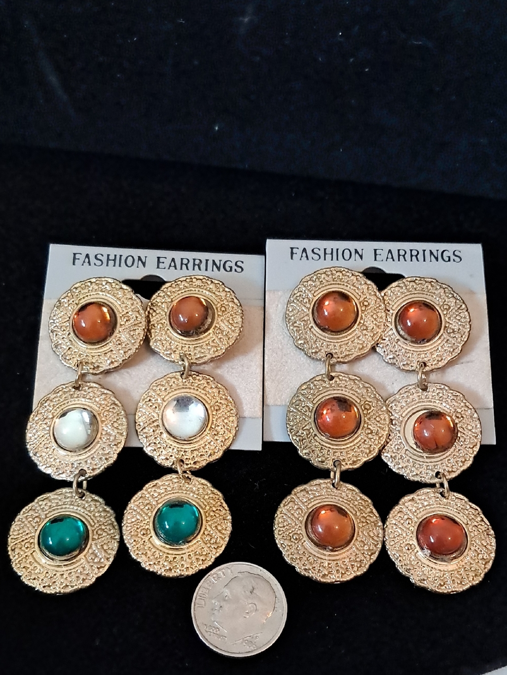 Vtg Gold Tone Fashion Earrings - 2 Pair